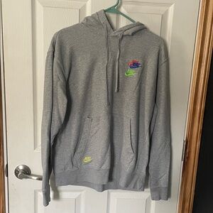 Nike Gray Hoodie with Multicolor Logos